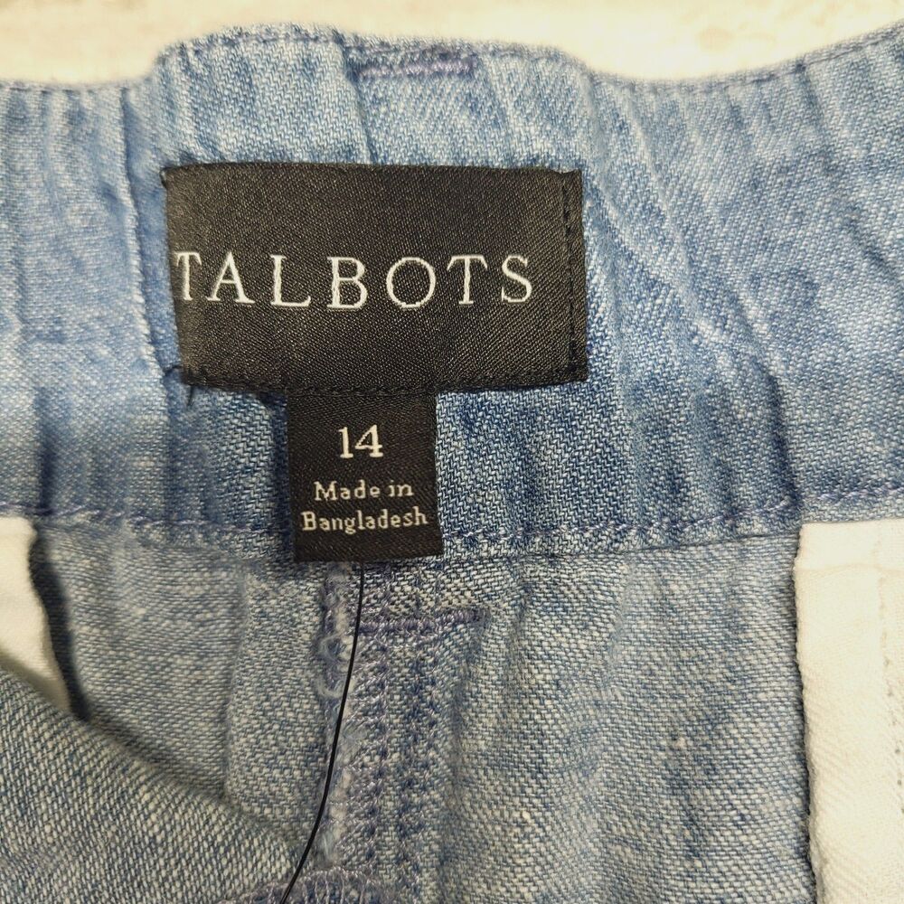 Women's Talbots Chambray Shorts Size 14 Lightweight Blue Pockets - Picture 5 of 5
